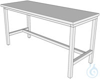 Laboratoriumbank H-voet L1200/T750 PP  Afmetingen: 1200x750x750 mm (LxDxH) Werkblad PP met...